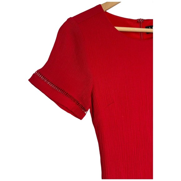 Lulus Womens XS Perfect Time Shift Dress Short Sleeve Gauzy Embroidered Red - Picture 3 of 16